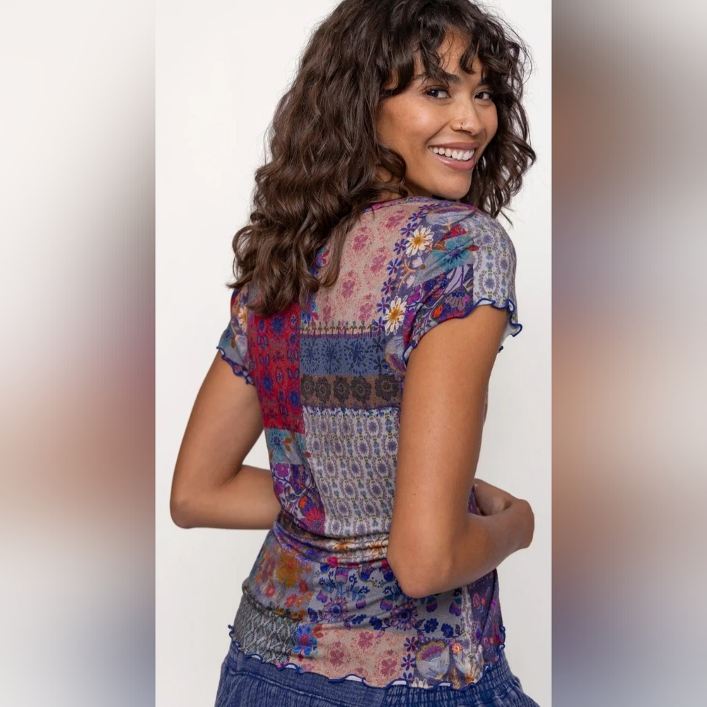 NATURAL LIFE Multicolor Patchwork Short Sleeve Tee - image 2